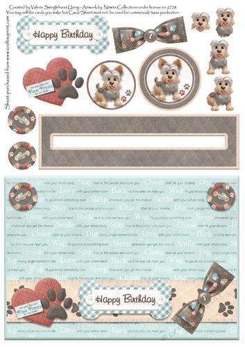 Happy Birthday Yorkie Penny Slider card front