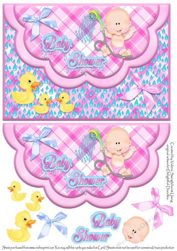 Double Scallop quick card front Baby Shower Pink
