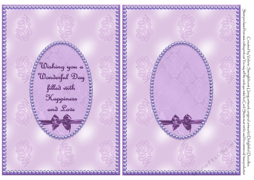 2 to a sheet inserts for Double Scallop Various sentiments Floral Card Front Purple