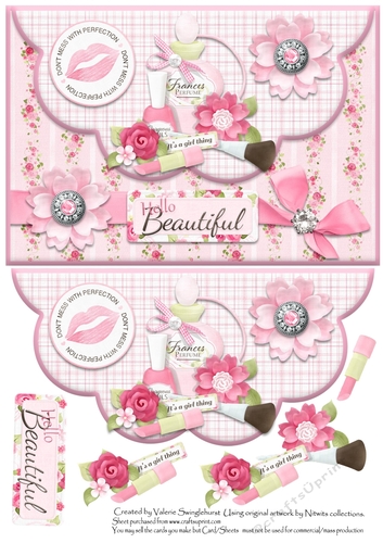 Hello Beautiful Its a Girl Thing Scalloped Envelope card front