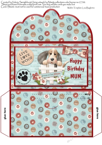 Happy Birthday MUM Money wallet Cute Dogs
