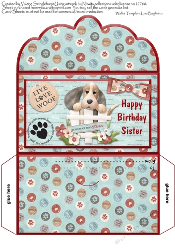 Happy Birthday Sister Money wallet Cute Dogs