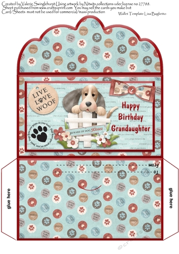 Happy Birthday Grandaughter Money wallet Cute Dogs