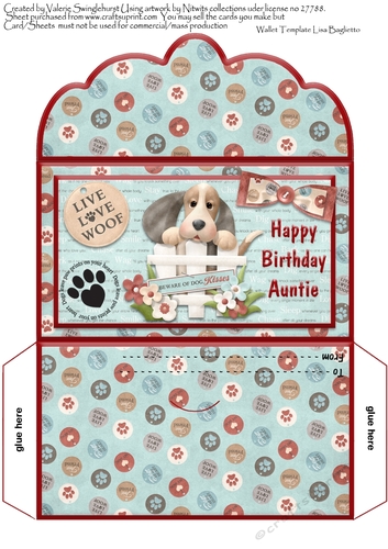 Happy Birthday Auntie Money wallet Cute Dogs
