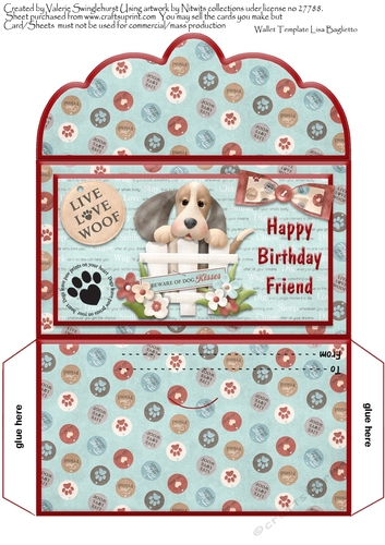 Happy Birthday Friend Money wallet Cute Dogs