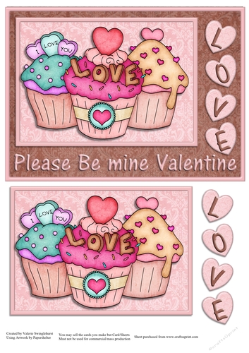 Valentine Love Cupcakes card front