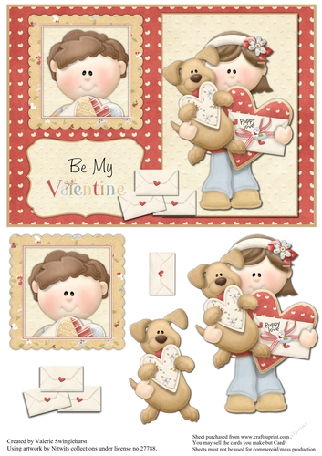 Be My Valentine Tent Card with Decoupage