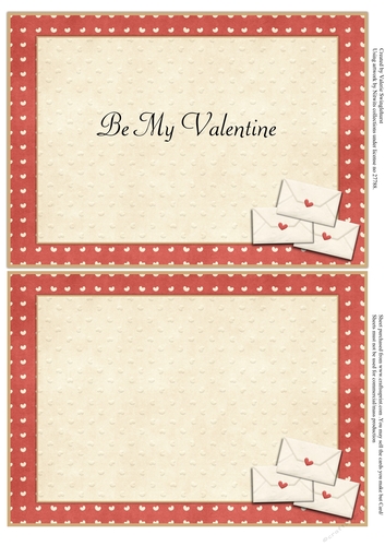 2 x Inserts set 1 to match Be My Valentine Tent Card with Decoupage
