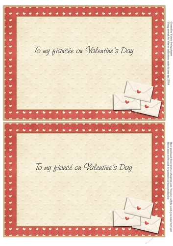 2 x Inserts for fiancée or fiancé to match Be My Valentine Tent Card with Decoupage