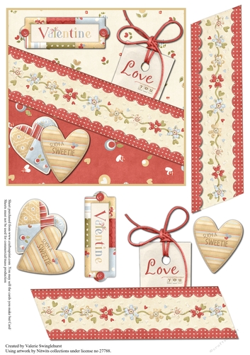 Hearts and Tag Love You Valentine Square Card Front