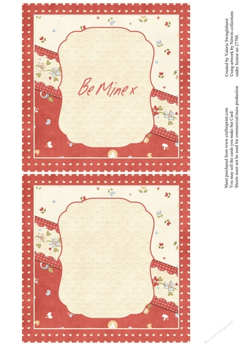 Two on a Sheet Inserts to go with Hearts and Tag Love You Valentine Square Card Front