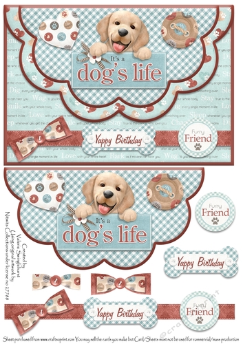Its a Dogs Life Double Scallop Card front Yappy Birthday