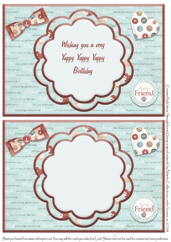 Two Inserts on a sheet to go with Its a Dogs Life Double Scallop Card front Yappy Birthday