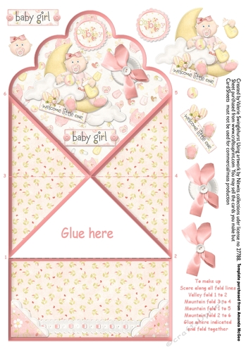 Welcome Little One Baby Girl Diamond top Spring Card