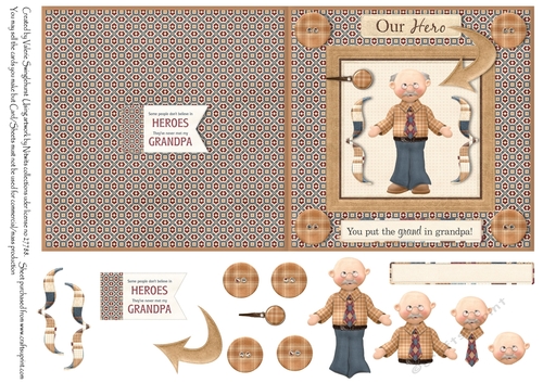You put the Grand in Grandpa square cut and fold card with decoupage