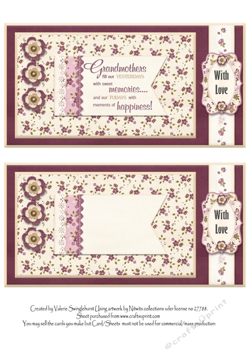 2 on a sheet Inserts for Happy Birthday A Very Special Grandma DL card front
