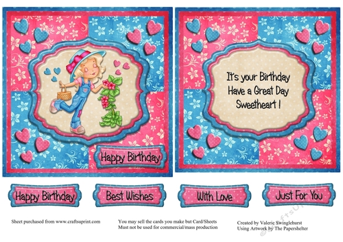 Smell the Flowers Girls Birthday Card Front and Insert with Various Sentiments