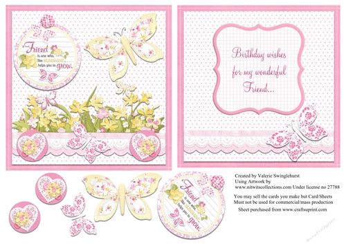 Floral Friend Square Card and Insert with optional layering elements