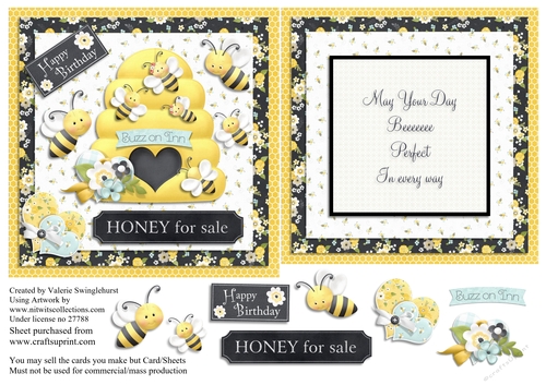 Honey for sale, Happy Birthday quick card front and insert