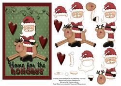 Santa on Reindeer Card Front