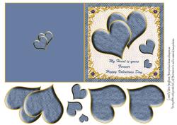My Heart is Yours Valentine Blue Spottted Cut and Fold Card