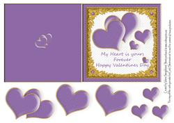 My Heart is Yours Valentine Purple Spots Cut and Fold Card
