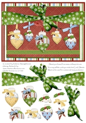 Christmas Baubles Card Front with Decoupage