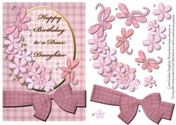 Pink Flowers Birthday Card for Dear Daughter