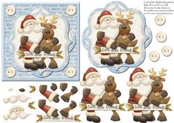 Deer Friends Card Front with Decoupage (blue)