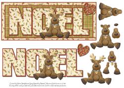 Noel Reindeer Dl Card Front or Topper