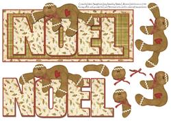 Dl Card Front or Topper Noel with Gingerbread Man