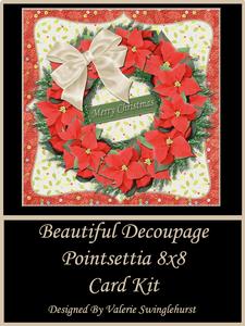 Pointsettia Wreath 8x8 Decoupaged Card Front