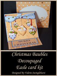 Christmas Baubles Decoupaged Easle Card and Envelope Kit