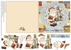 Look Here Comes Santa Quick Card with Decoupage