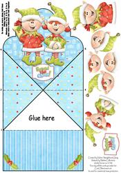 Santa's Elves Scallop Spring Card with Decoupage