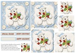 Candy Polar Bear Christmas Pyramid Stacker Card Front