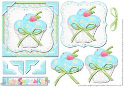 Square Quick Card Front Cupcake with Decoupage