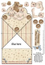 Beary Happy Birthday Scalloped Diamond Top Card