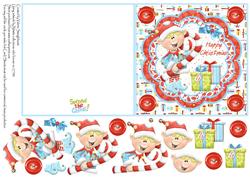 Happy Christmas Elf with Candy and Pressies + Decoupage Red