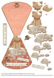 Home is Where the Cat is Wobble Card with Decoupage