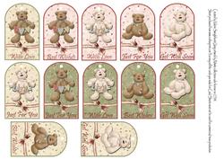 12 Teddy Bear Crescent Gift Tags Various Occasions