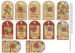 12 Christmas Crescent Tags Gingerbread