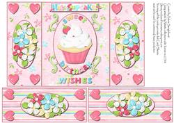 Hey Cupcake Sweet Birthday Wishes Gate Fold Card Pink