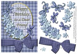 Happy Birthday Dear Friend Blue Quick Card Front