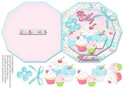 Hey Cupcake Be My Valentine Octogon Shaped Card