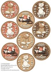 9 Cat Birthday Circle Toppers