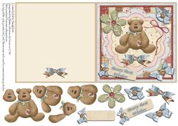 Beary Best Wishes Square Card with Decoupage