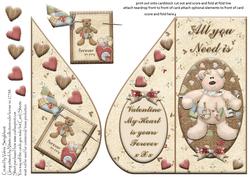 Valentine Love Bear Teardrop Card
