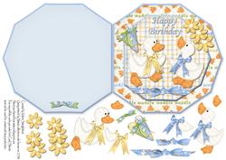 Cute Little Duckys Happy Birthday Octogon Shaped Card