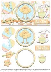 Happy Hoppy Easter Dl Card Front with Decoupage